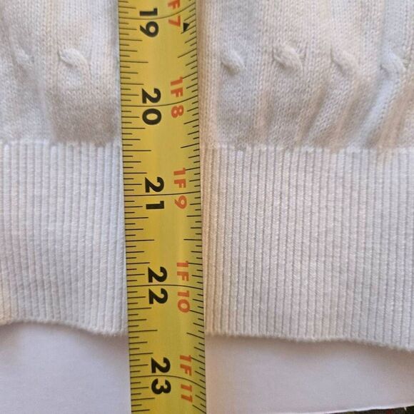 Astra Classic Womens White Cotton Cable Knit Full Zip Cardigan Sweater Small - Picture 10 of 12